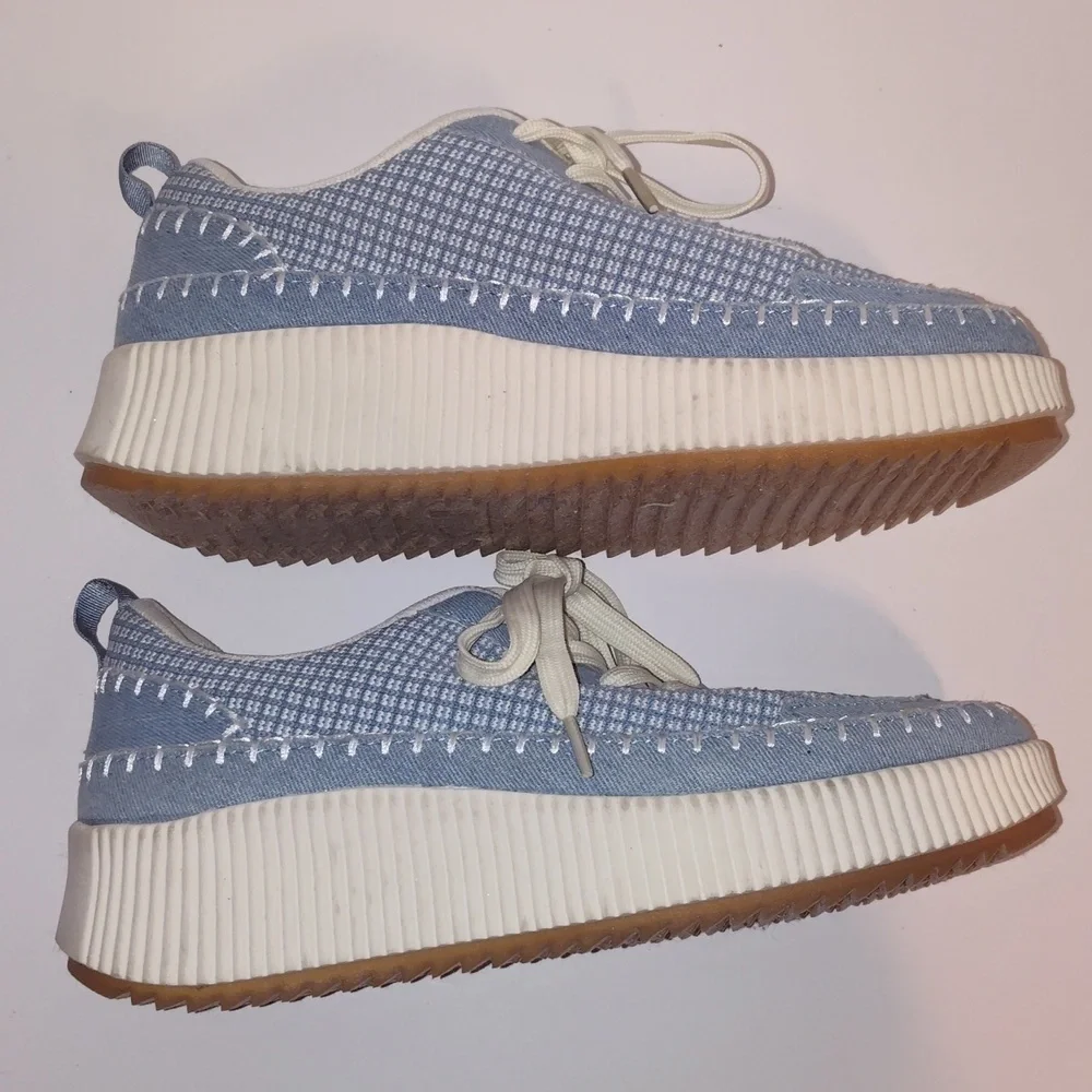 Nicole Miller New York Woven CROCHET Patchwork Platform Sneakers Size 8